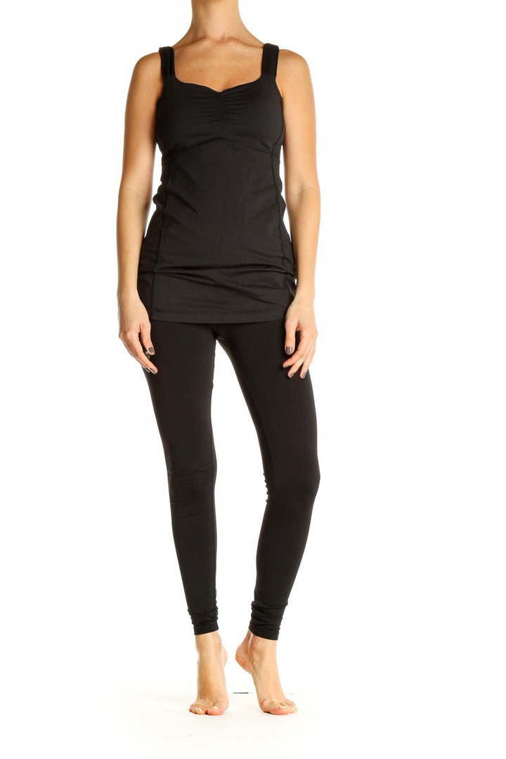 Black Solid Activewear Top