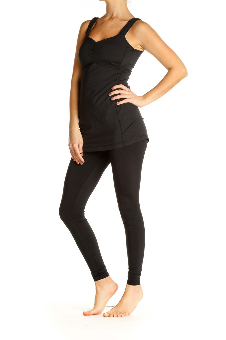 Black Solid Activewear Top