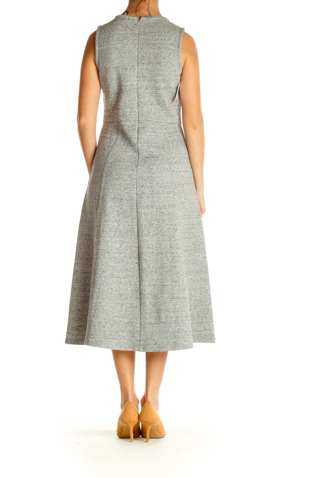 Gray Textured Work A-Line Dress