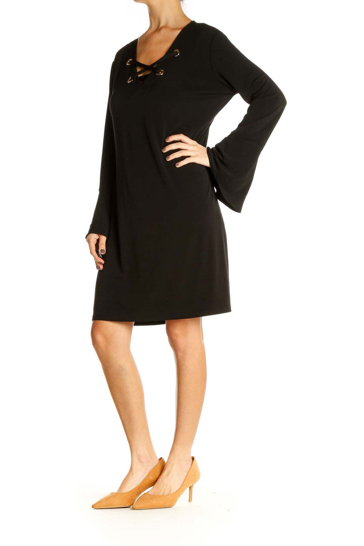 Black Solid Day Fit & Flare Dress