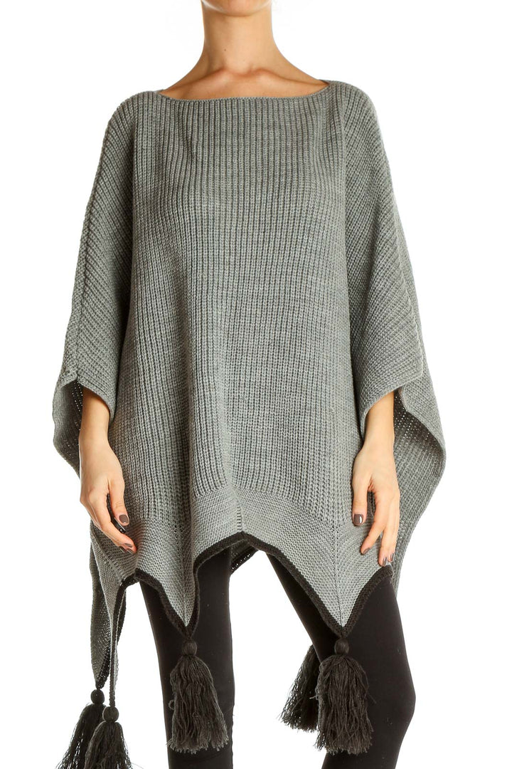 Gray Textured All Day Wear Sweater