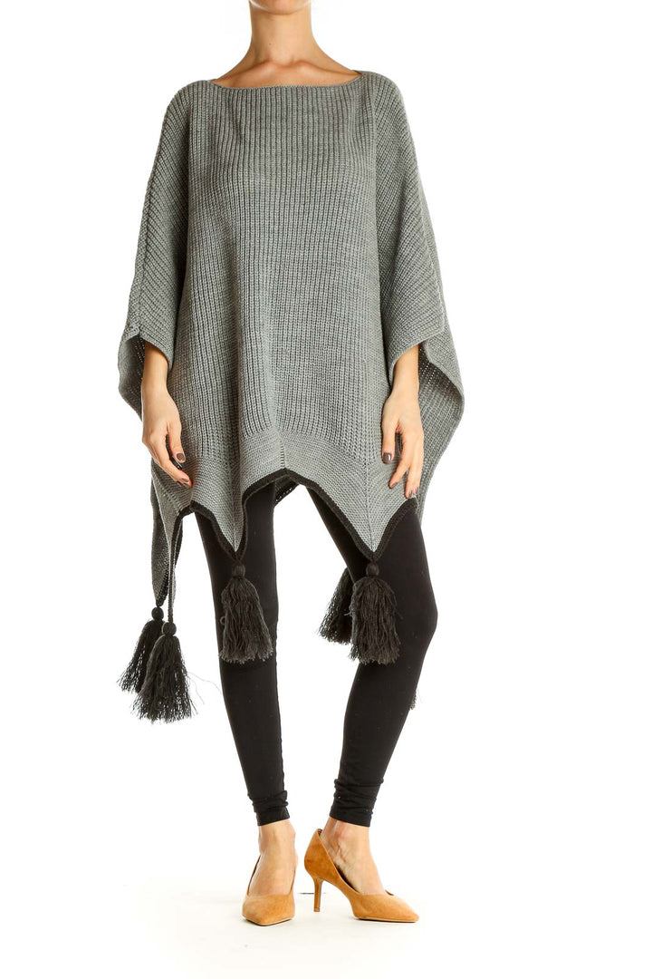 Gray Textured All Day Wear Sweater