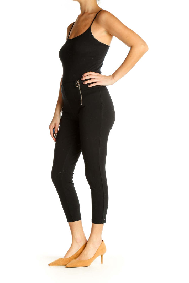 Black Solid Casual Leggings