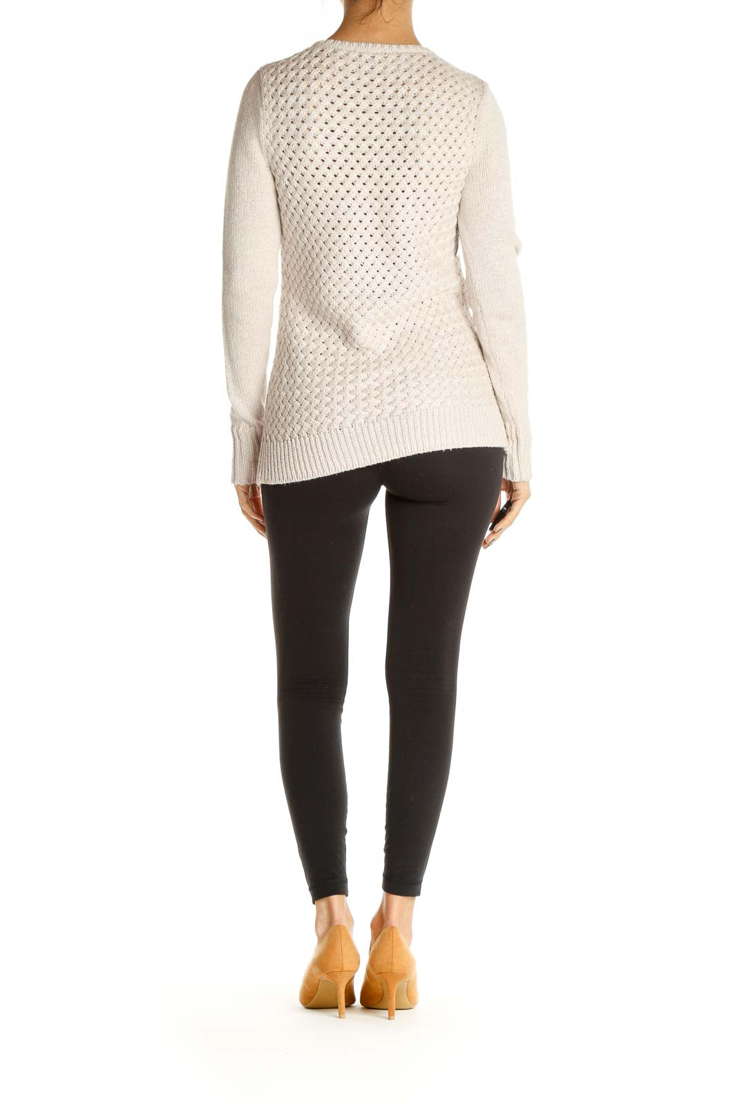 Beige Textured Classic Sweater