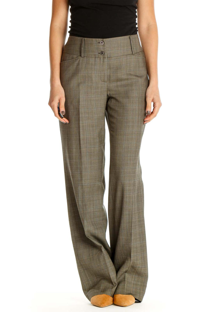 Brown Textured All Day Wear Trousers