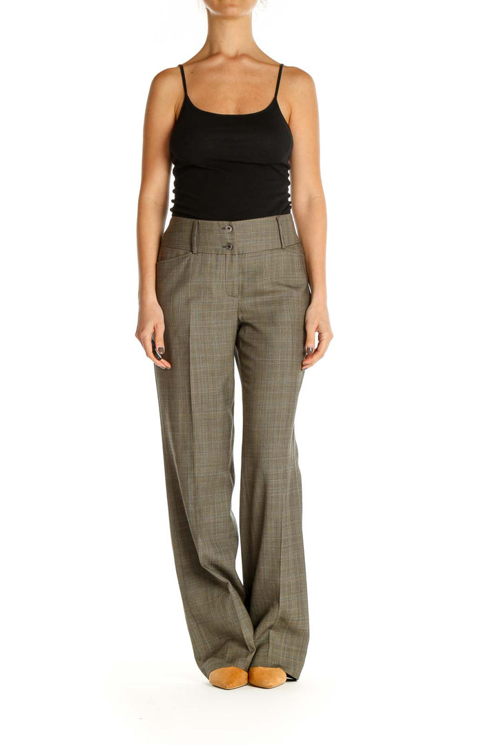 Brown Textured All Day Wear Trousers