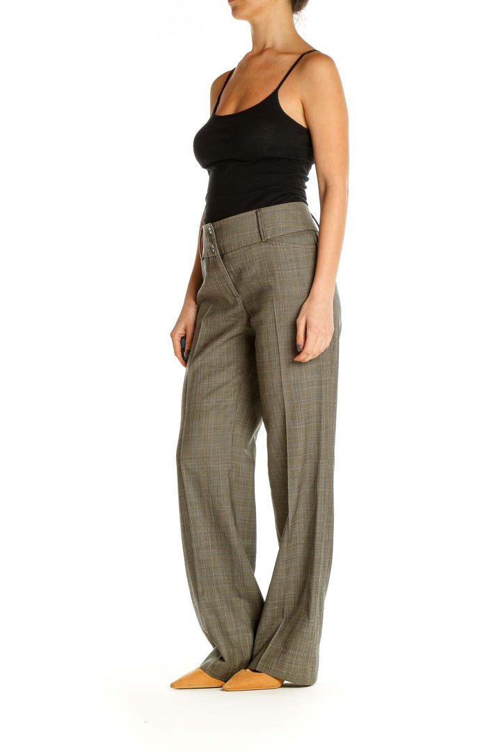 Brown Textured All Day Wear Trousers