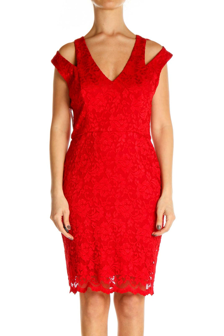 Red Lace Day Sheath Dress