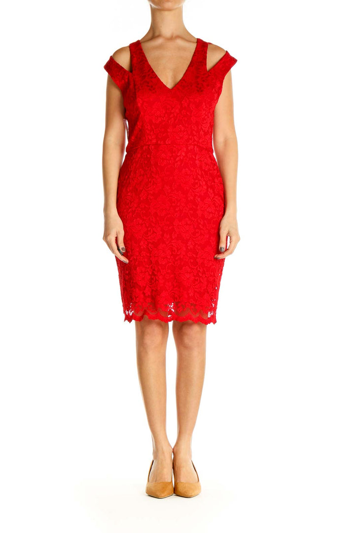 Red Lace Day Sheath Dress