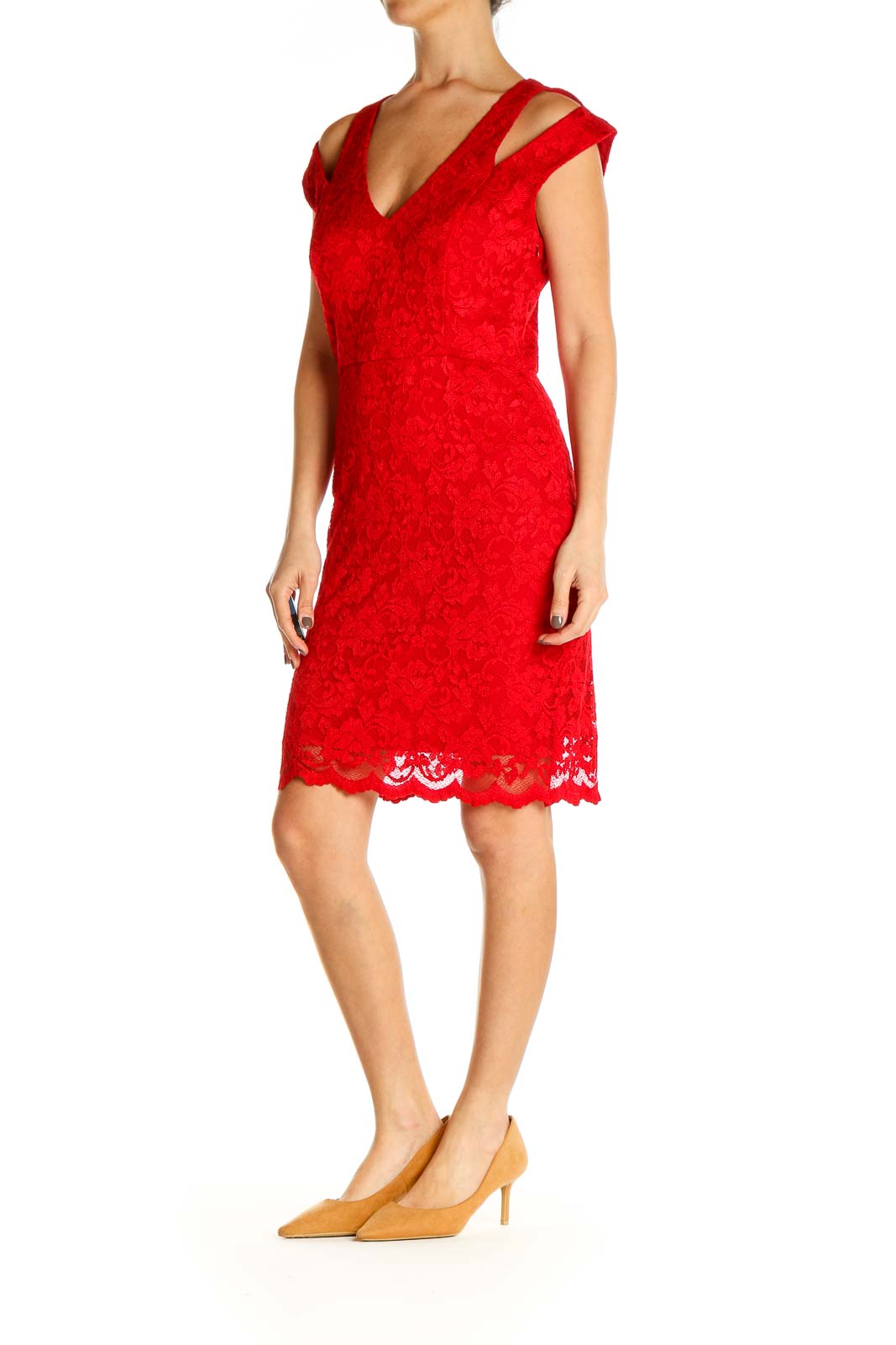 Red Lace Day Sheath Dress