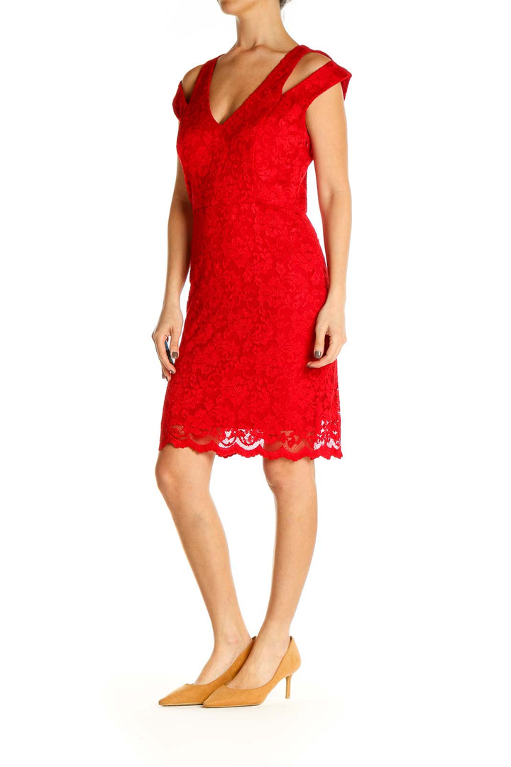 Red Lace Day Sheath Dress