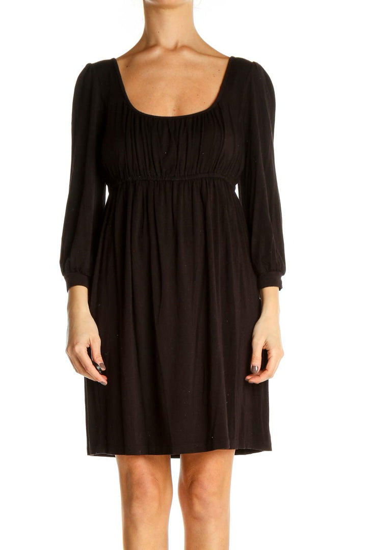 Black Solid Day Fit & Flare Dress