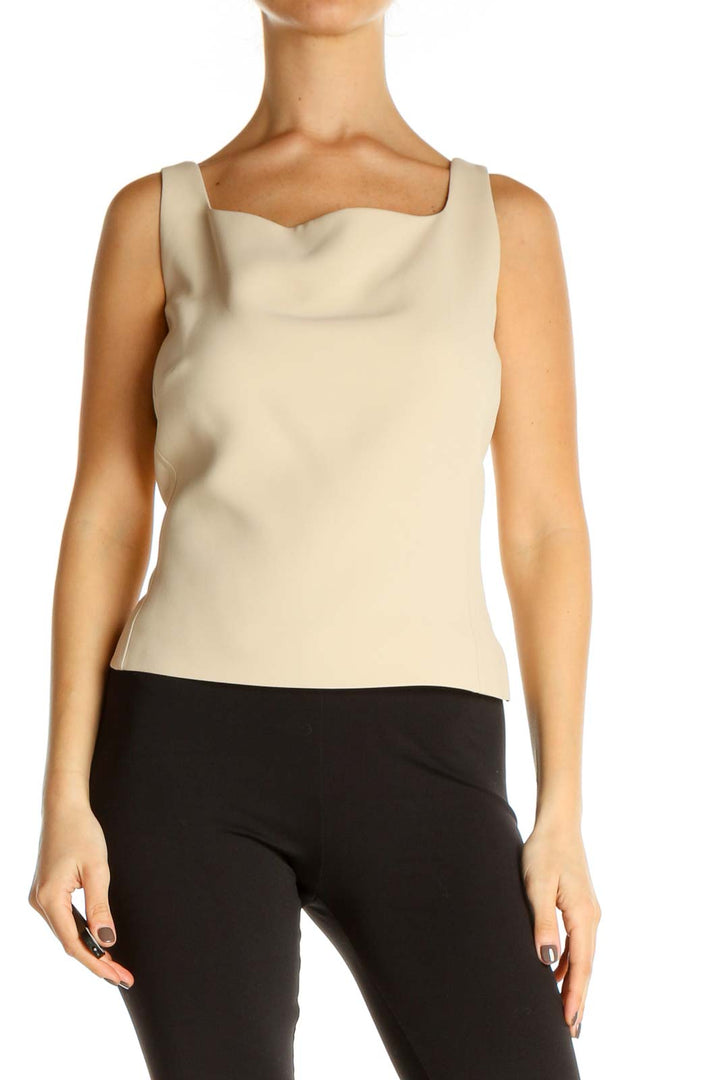 Beige Solid Chic Tank Top