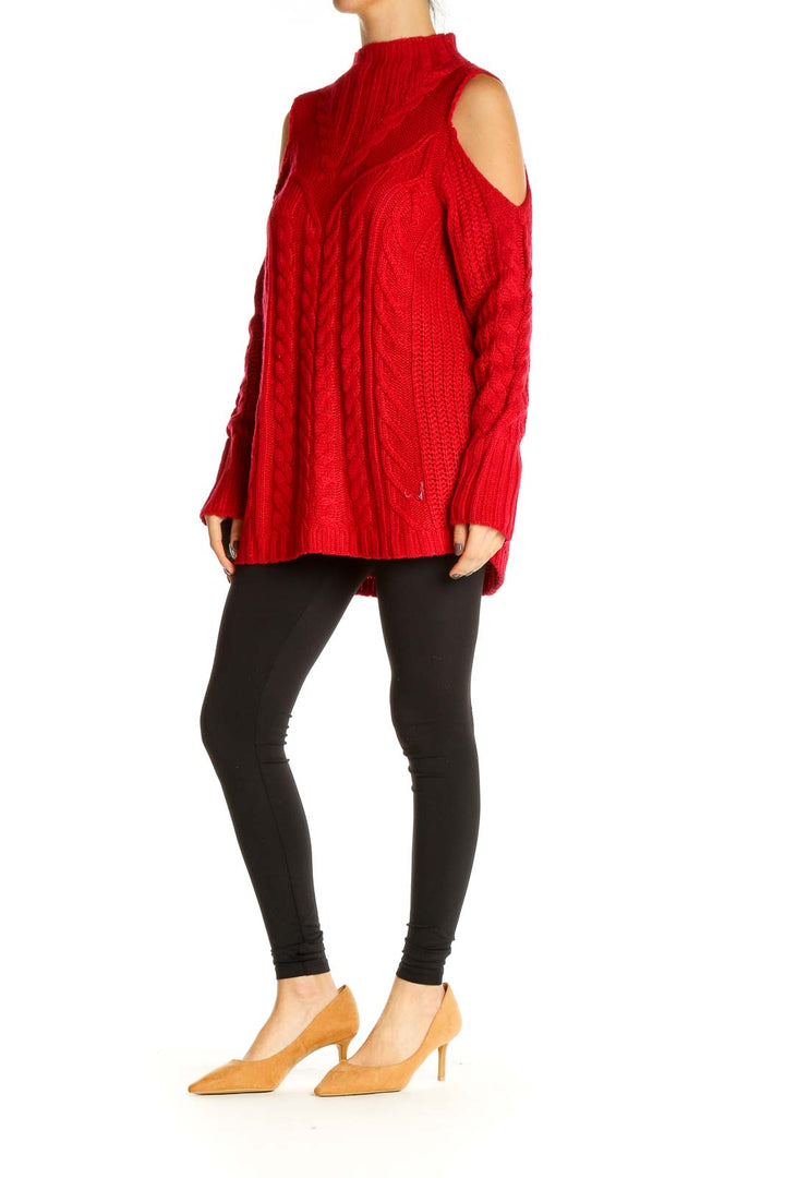 Red Solid All Day Wear Sweater