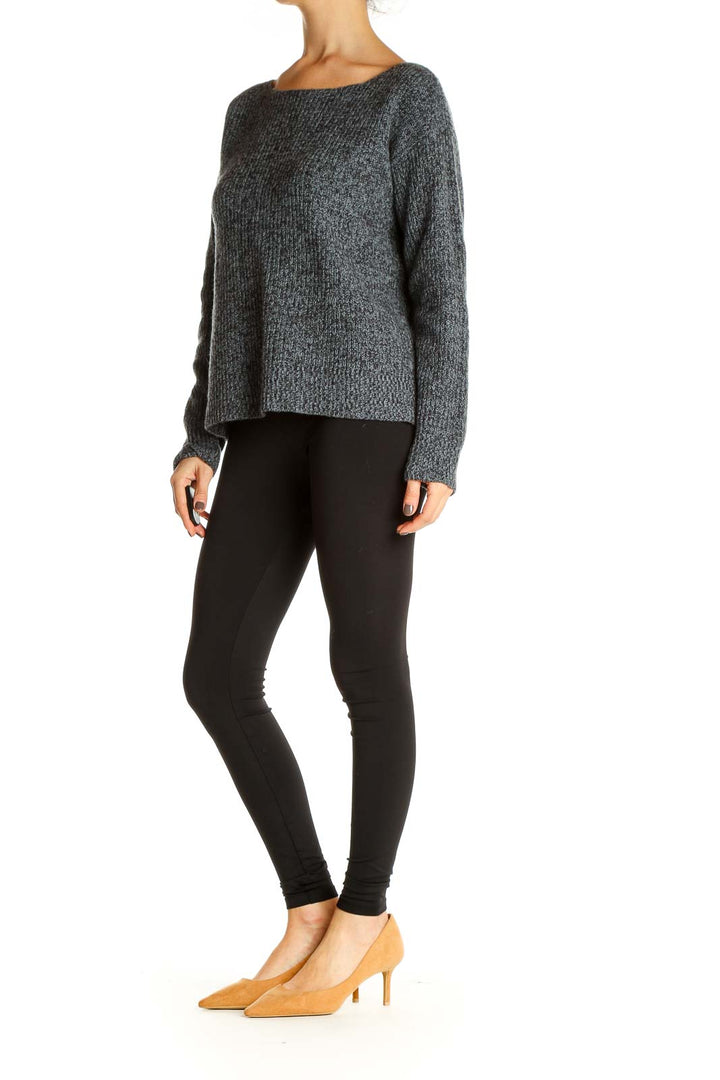 Gray Textured Classic Sweater