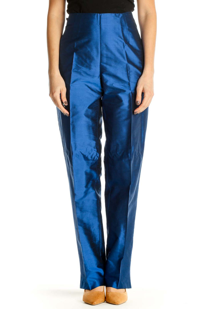 Blue Textured Party Wear Trousers