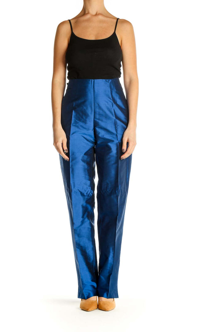 Blue Textured Party Wear Trousers