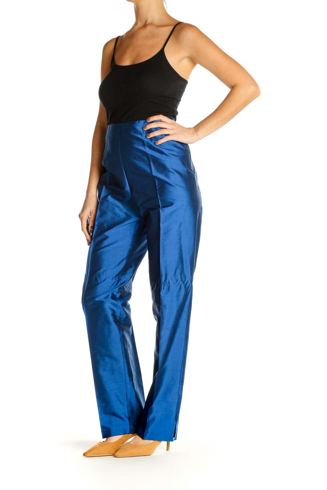 Blue Textured Party Wear Trousers