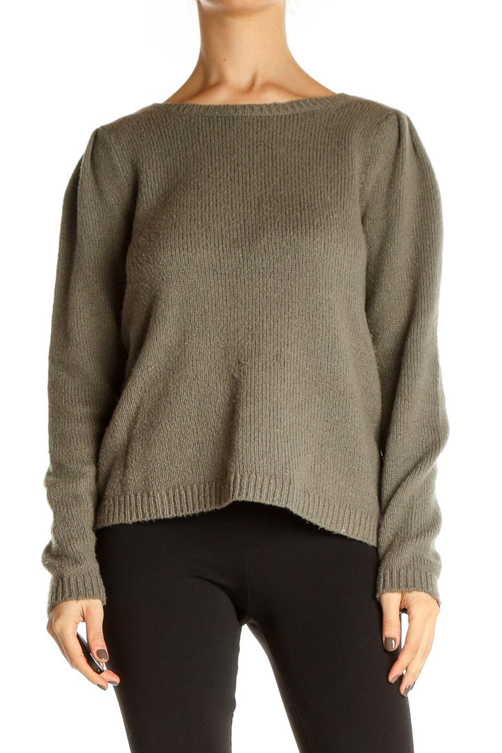 Brown Solid Classic Sweater