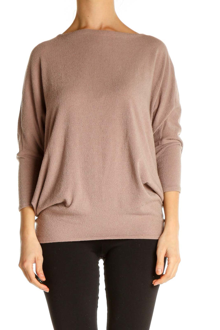 Beige Solid Classic Sweater