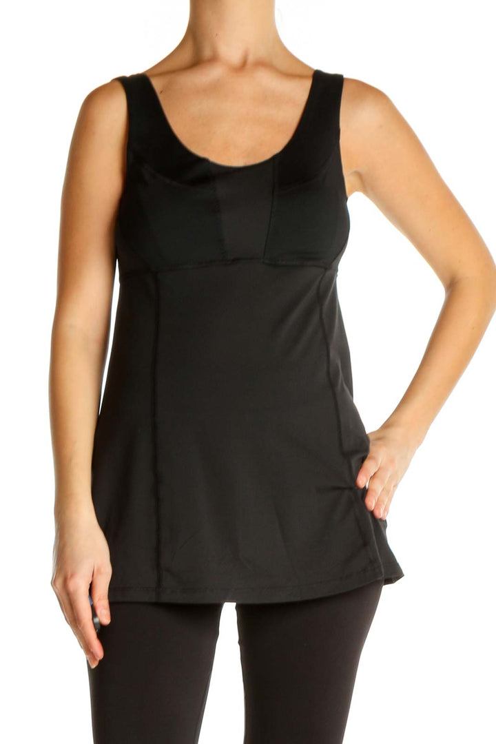 Black Solid Casual Tank Top