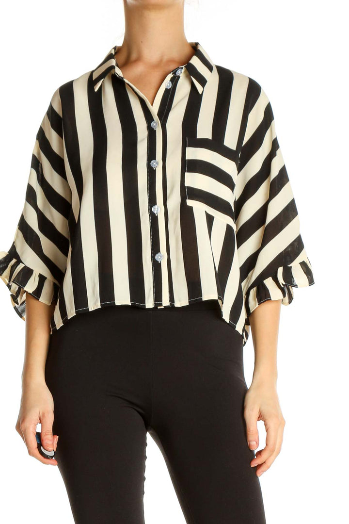 Beige Striped All Day Wear Shirt