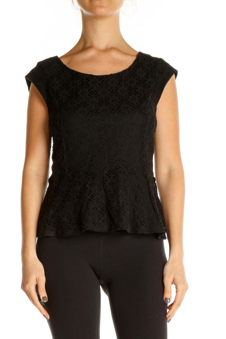 Black Solid Classic Blouse