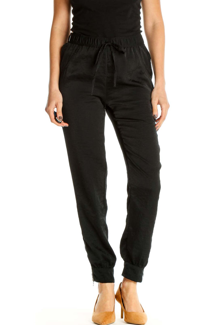 Black Solid All Day Wear Trousers