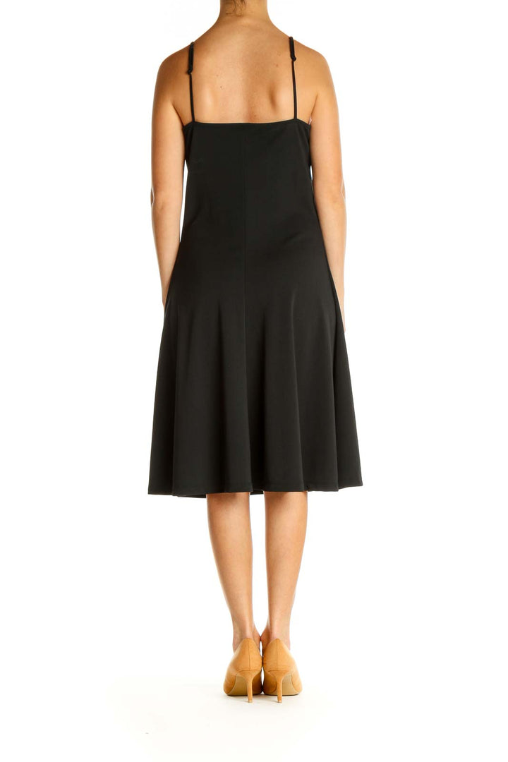 Black Solid Classic A-Line Dress