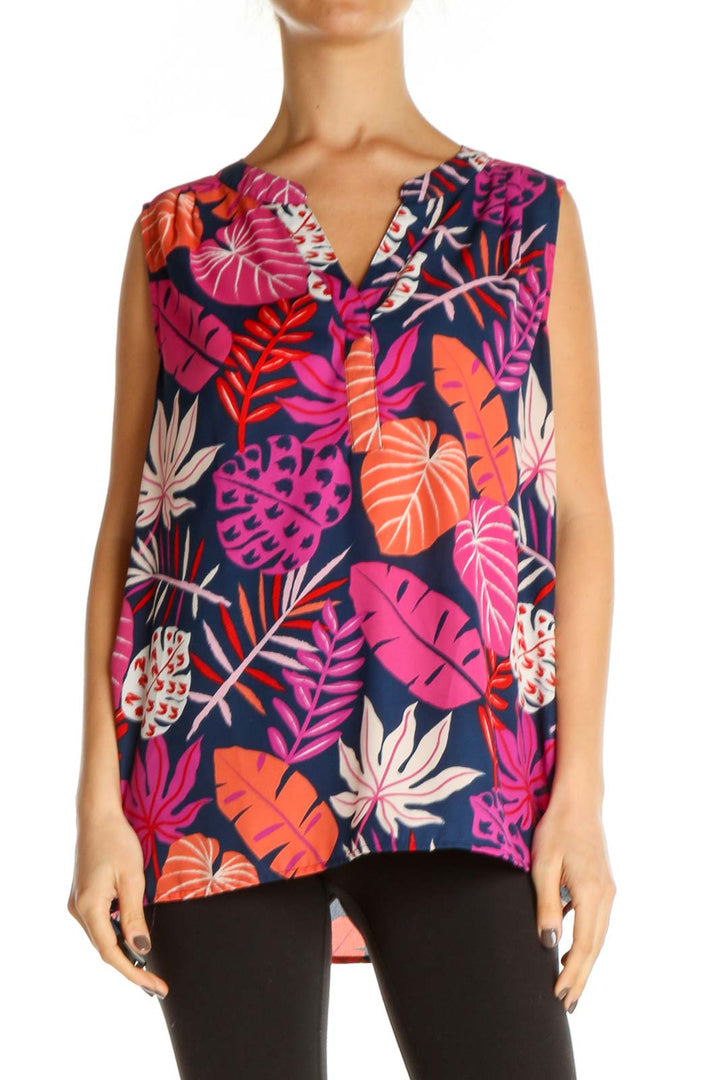 Pink Tropical Print Holiday Blouse