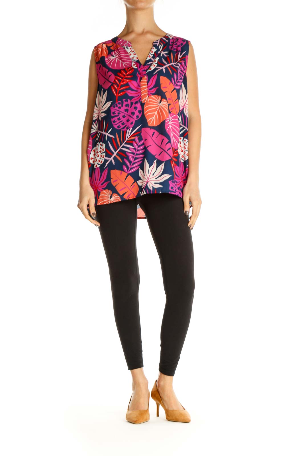 Pink Tropical Print Holiday Blouse