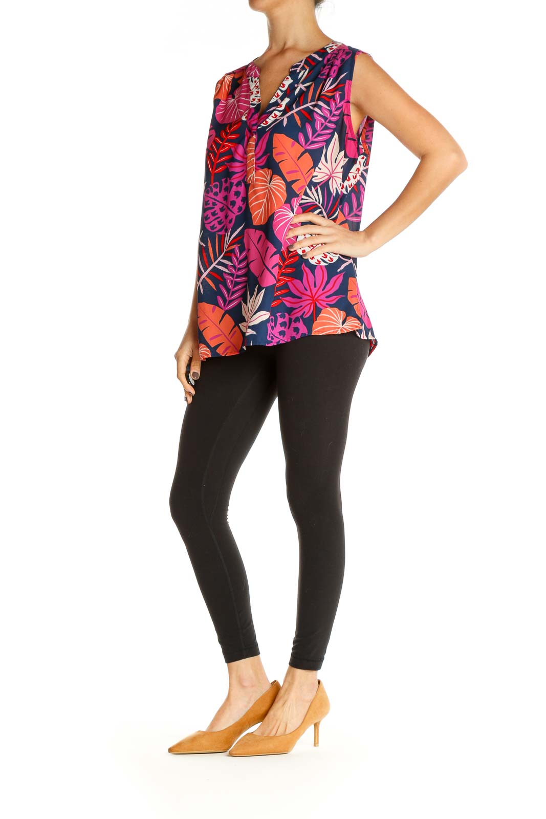 Pink Tropical Print Holiday Blouse