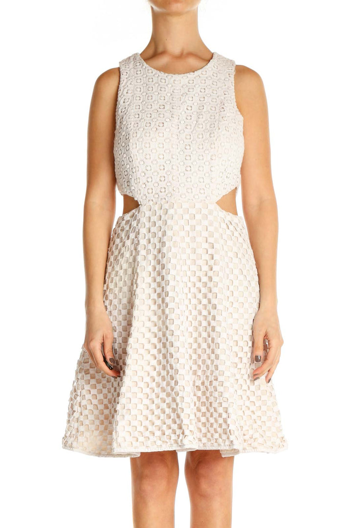 Beige Polka Dot Day Fit & Flare Dress