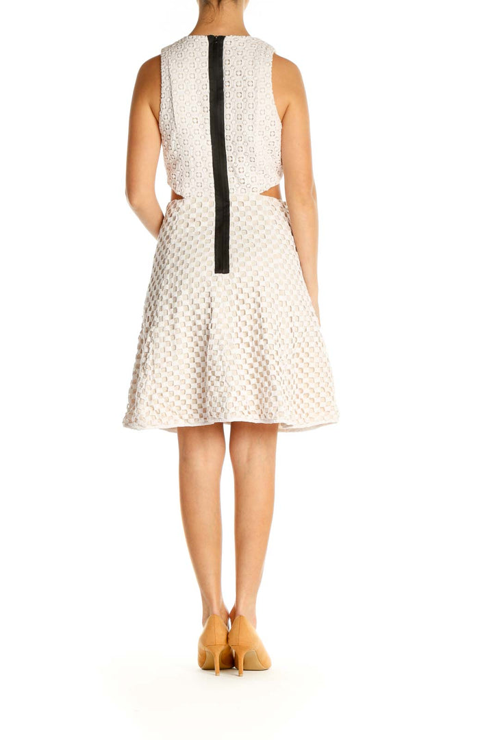 Beige Polka Dot Day Fit & Flare Dress