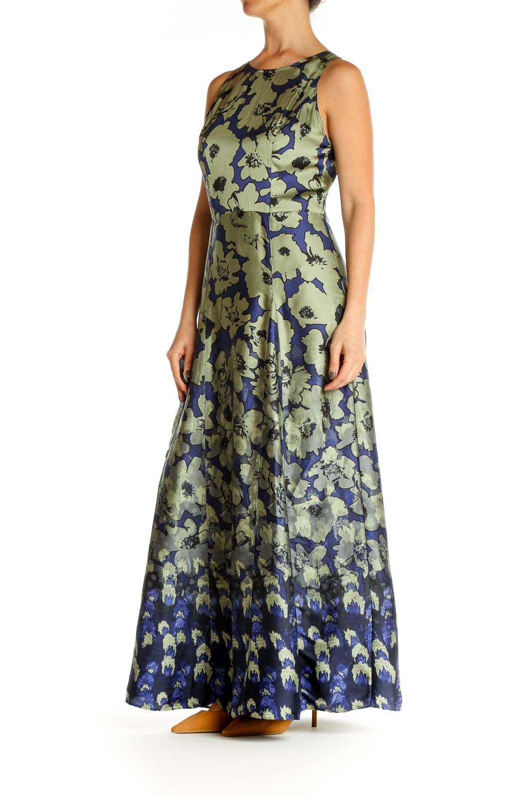 Green Floral Print Cocktail Fit & Flare Dress