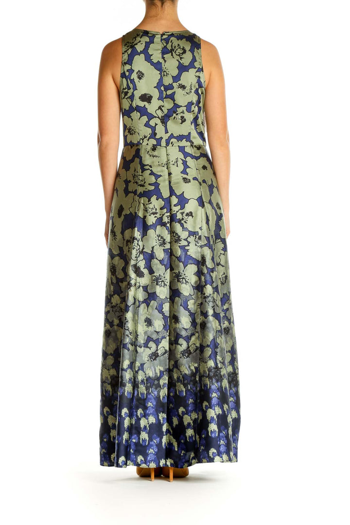 Green Floral Print Cocktail Fit & Flare Dress