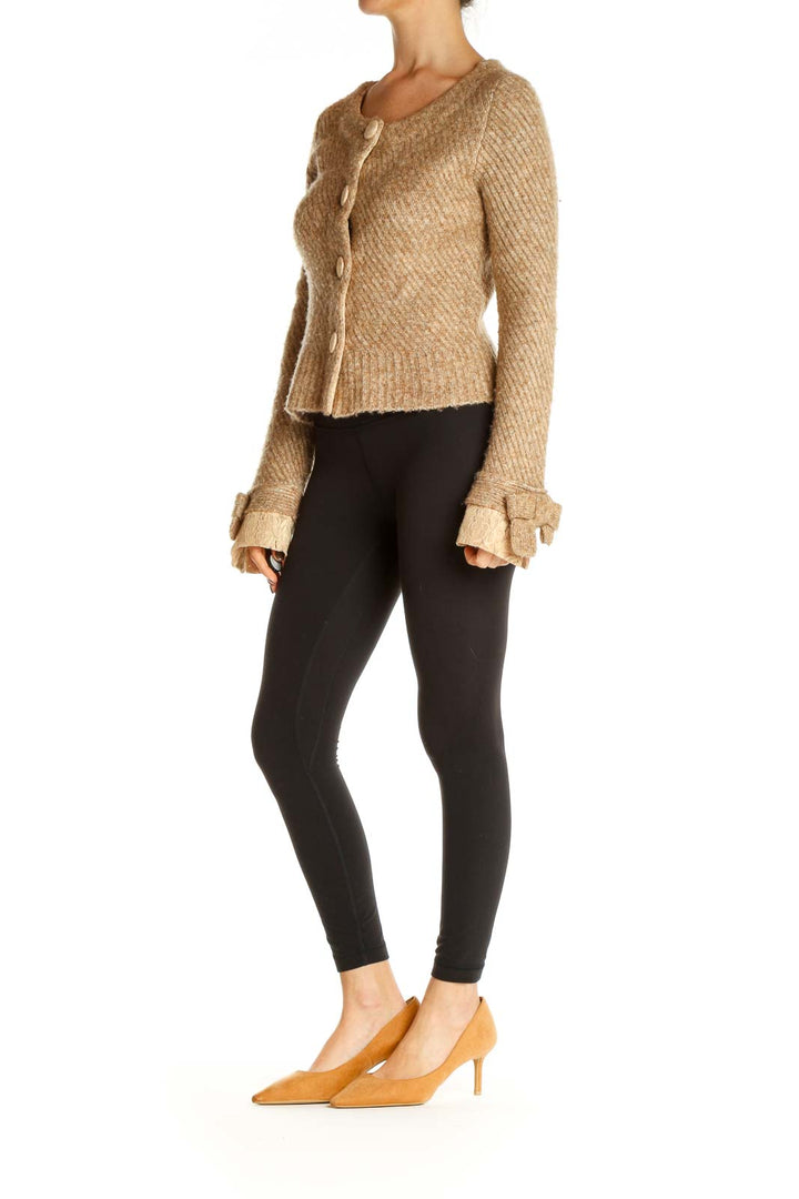 Brown Textured Retro Sweater