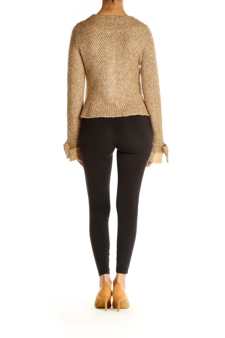 Brown Textured Retro Sweater