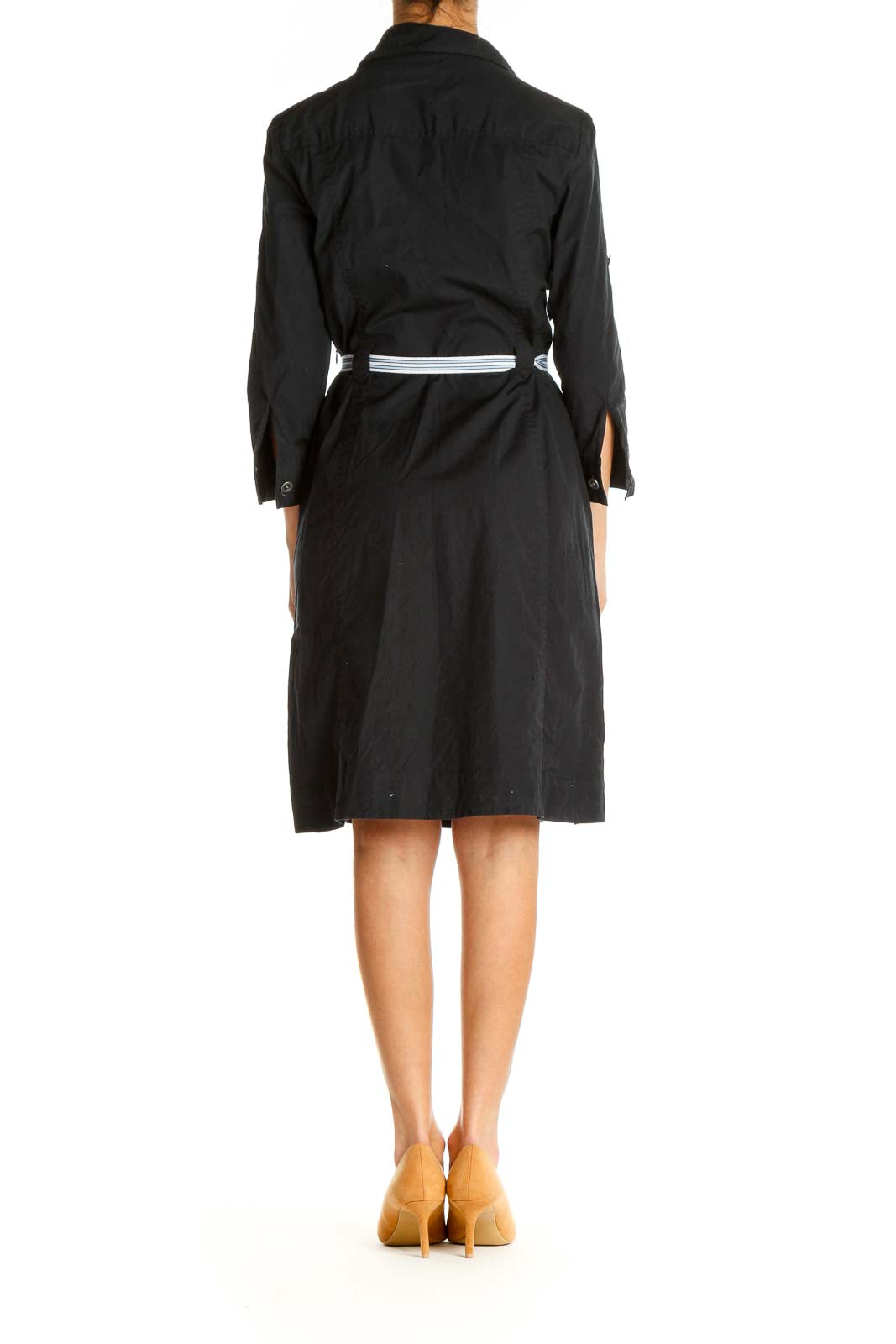 Black Solid Work Shift Dress