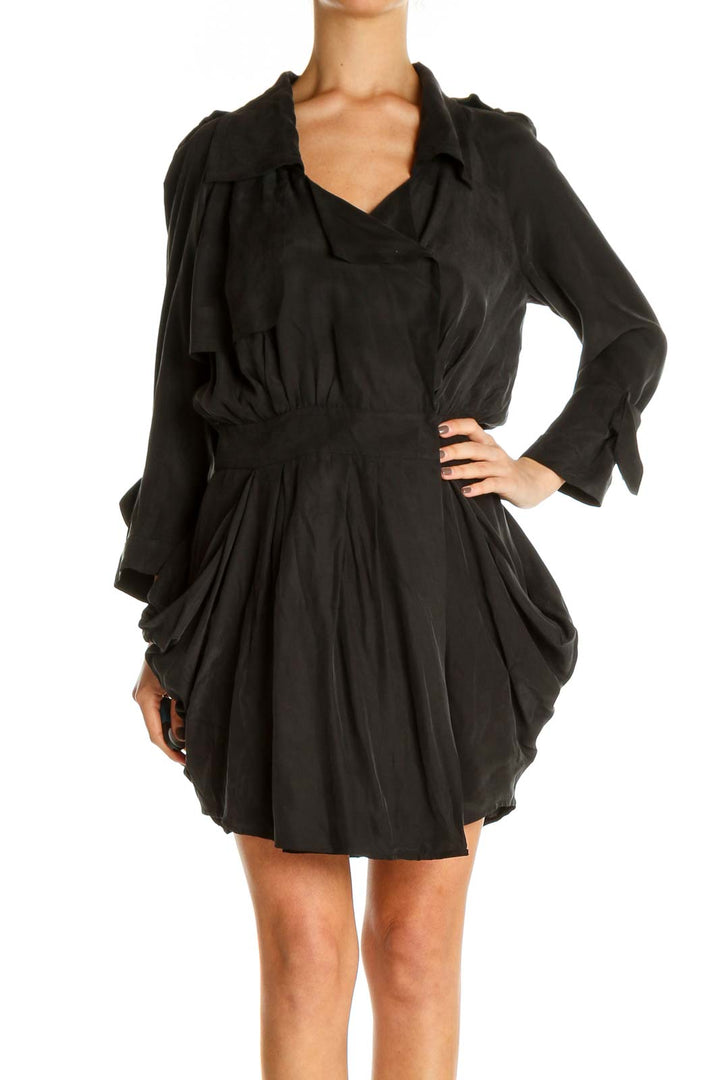 Black Solid Punk Fit & Flare Dress