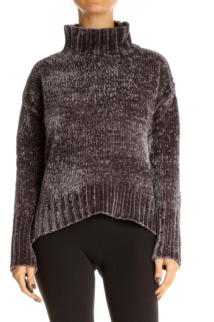 Brown Textured Casual Sweater