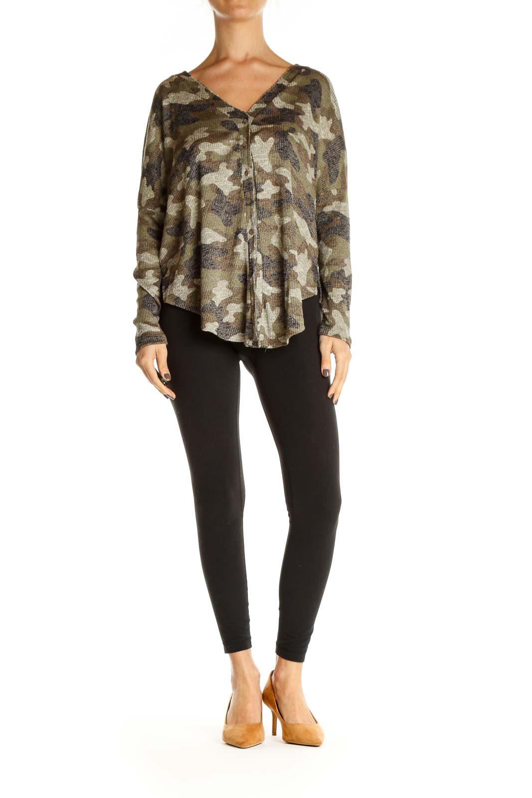 Brown Camouflage Print All Day Wear Blouse