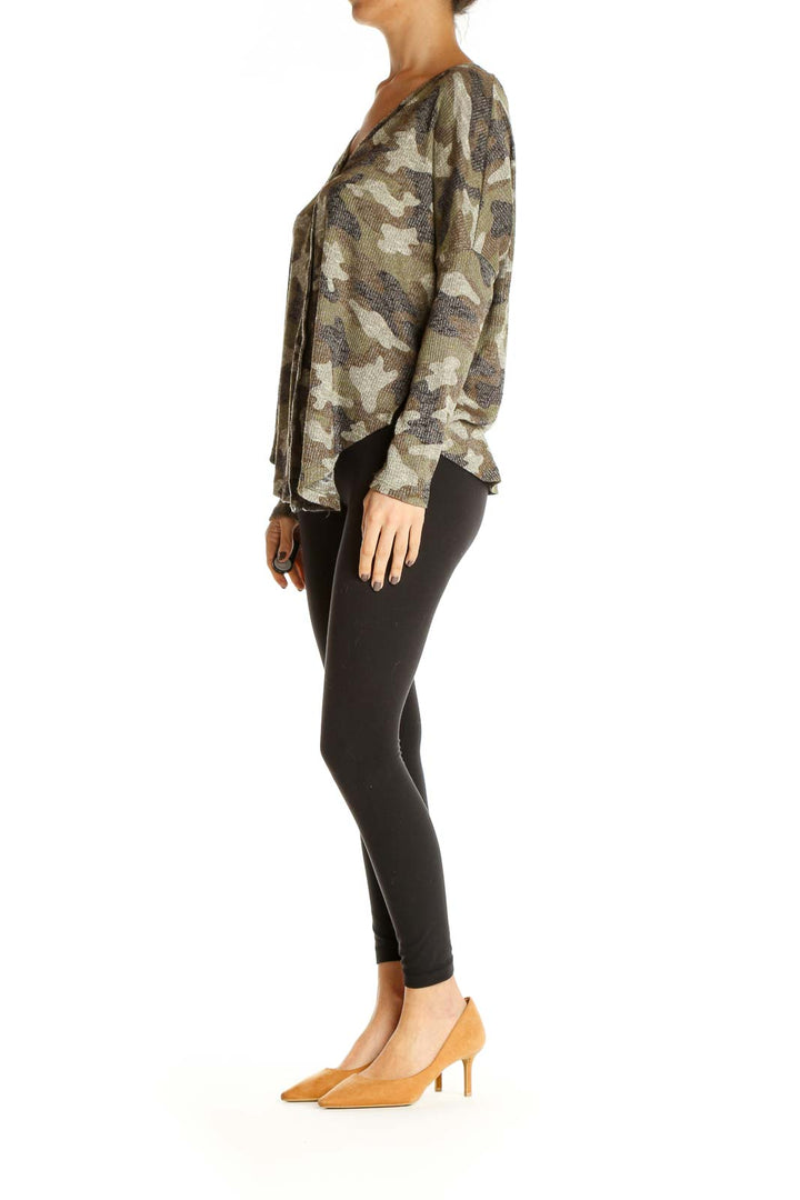 Brown Camouflage Print All Day Wear Blouse