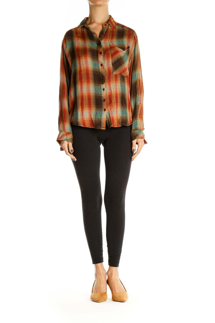 Orange Checkered All Day Wear Shirt