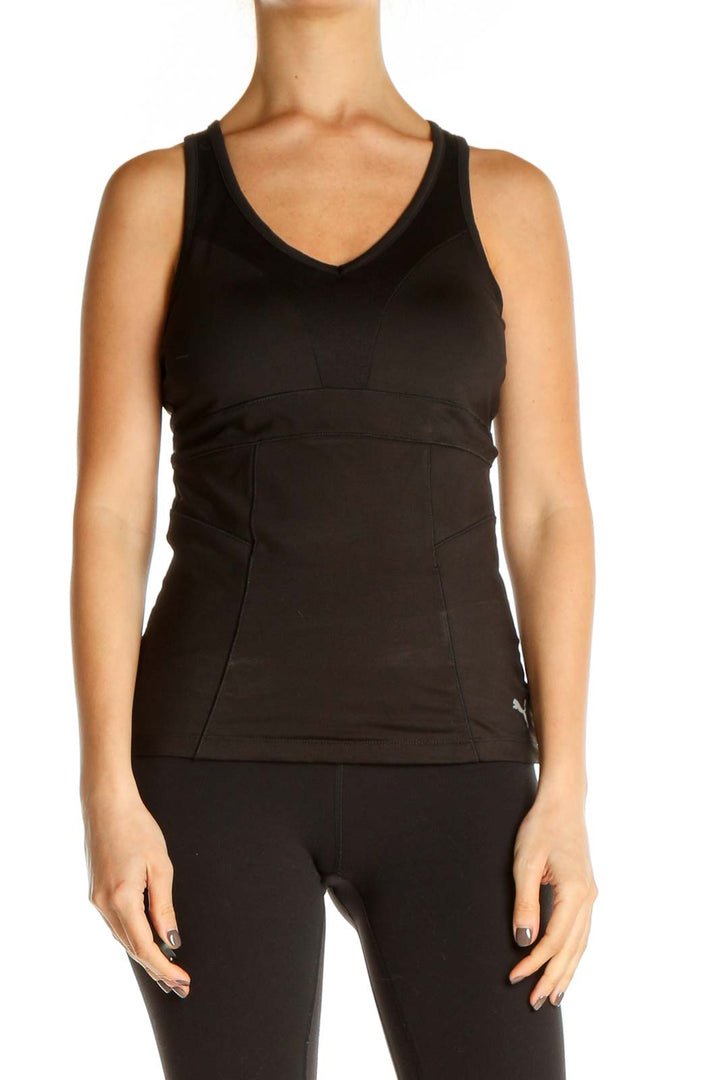 Black Solid All Day Wear Tank Top