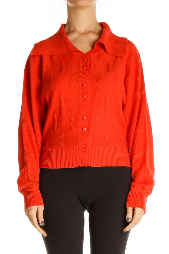 Orange Solid Retro Sweater