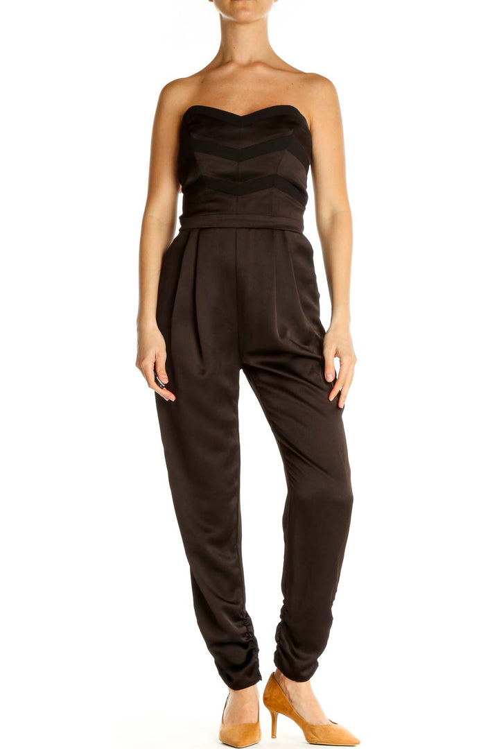 Brown Solid Jumpsuit