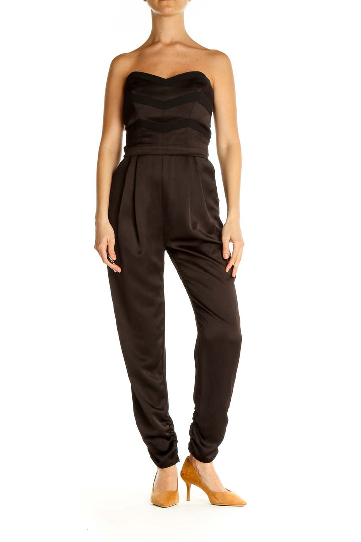 Brown Solid Jumpsuit