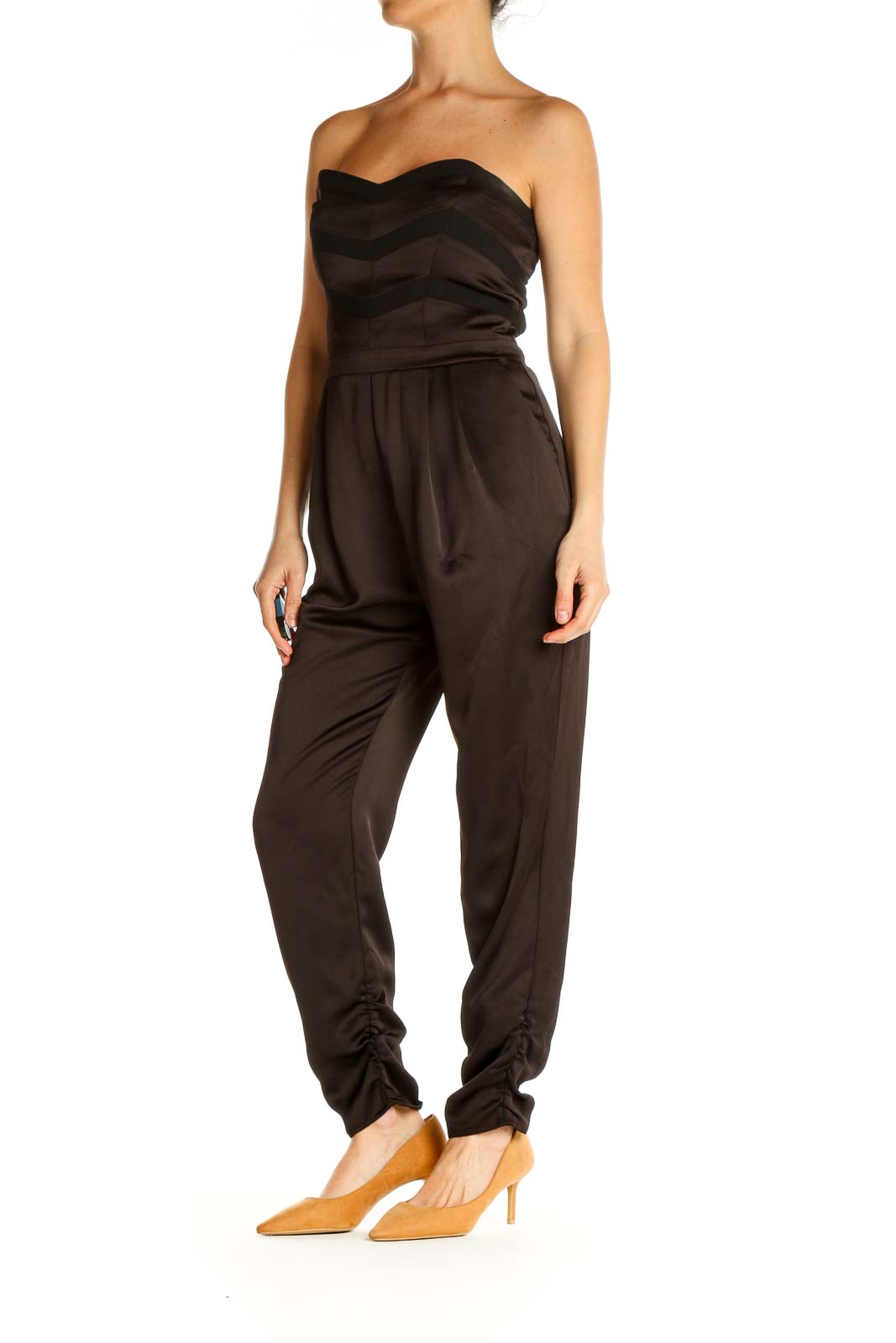 Brown Solid Jumpsuit