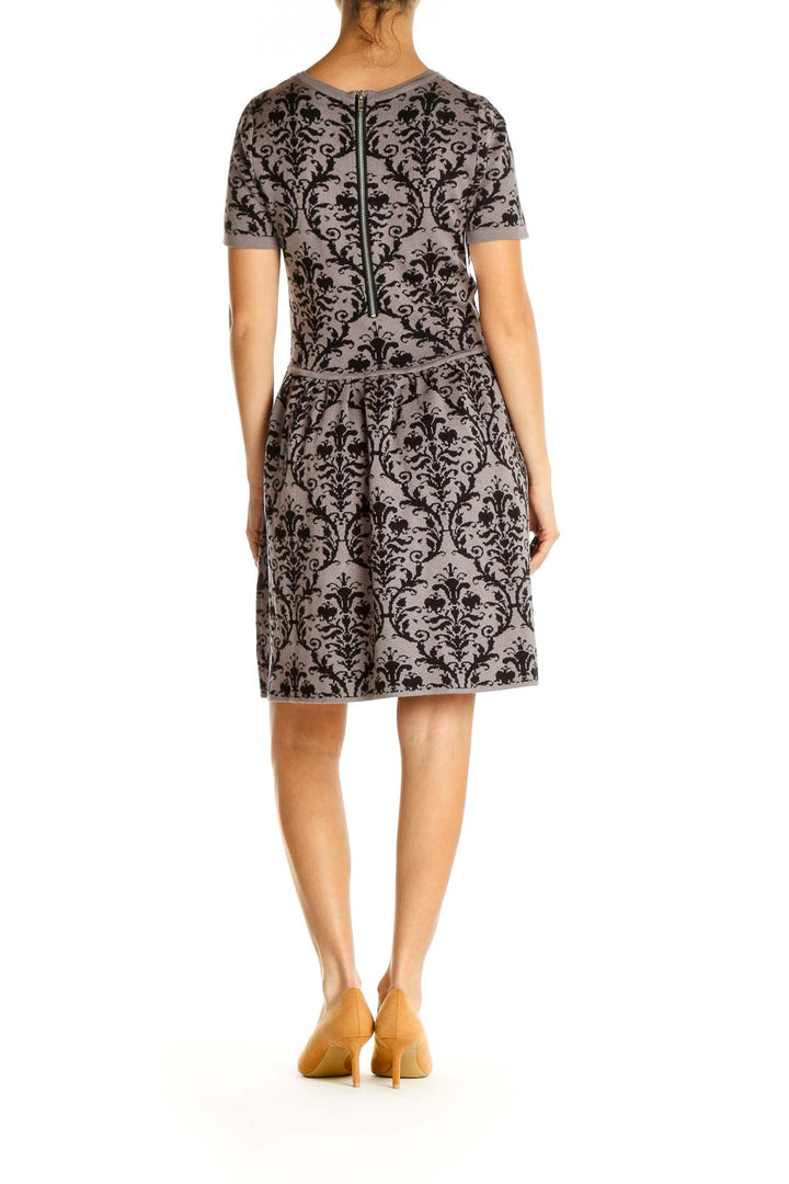 Gray Paisley Day Fit & Flare Dress